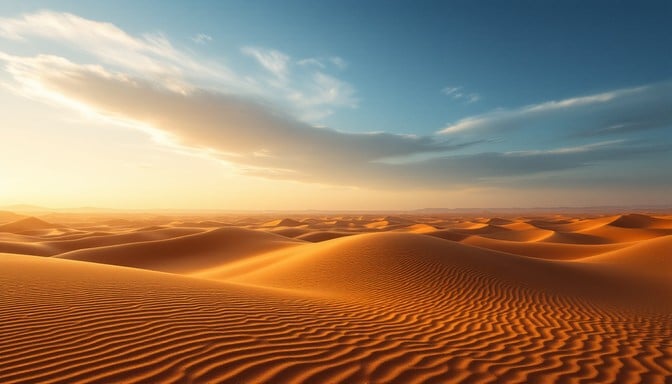 Golden light across dunes
